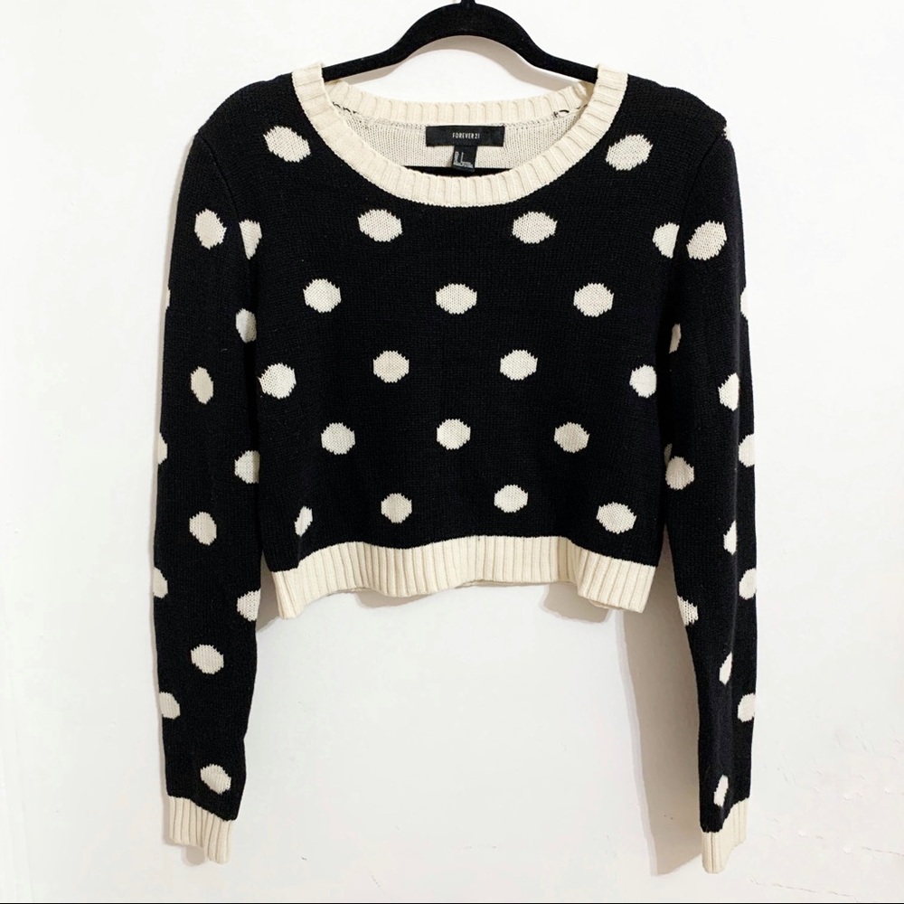 5 x $25 Forever 21 Cropped Knit Polka Dots Sweater